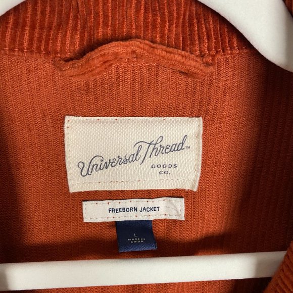 Universal Thread Freeborn Jacket Corduroy Jean Jacket Womens Large L Rust Orange - Picture 2 of 5